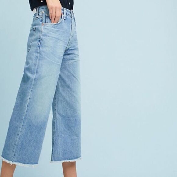 CITIZENS OF HUMANITY COH Emma High Rise Wide Leg Crop Denim Jeans Blue 24 - Picture 7 of 16